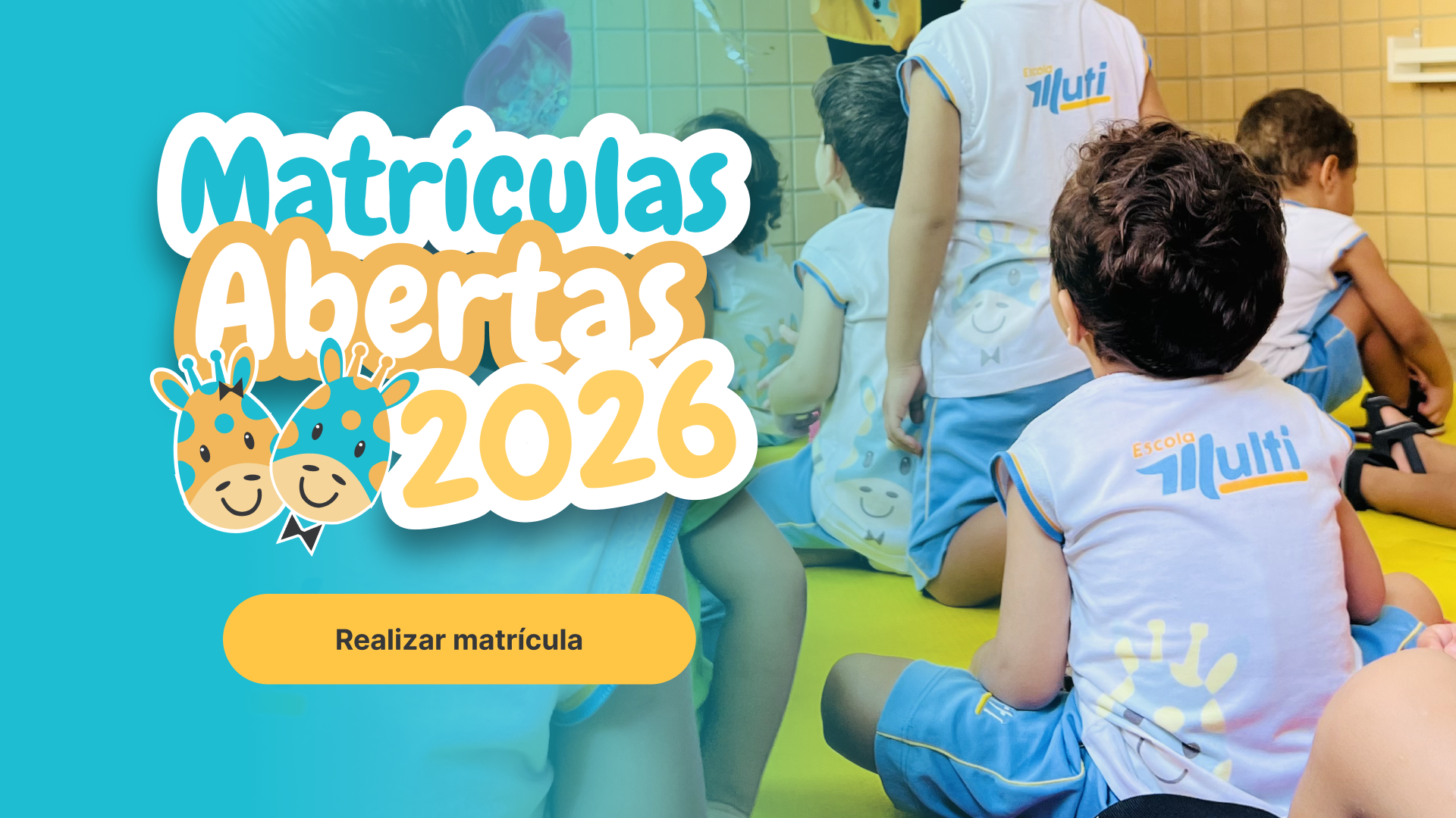 logo da escola em um fundo azul